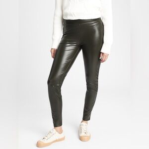 GAP Green Vegan Leather Leggings - Size Medium - Like New